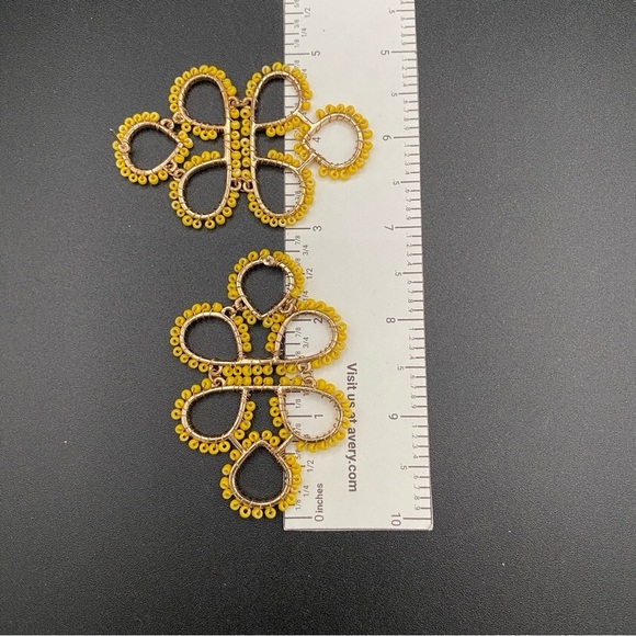 Boho Infinity Knot Dangle Earrings -Yellow Seed beads - Picture 7 of 9